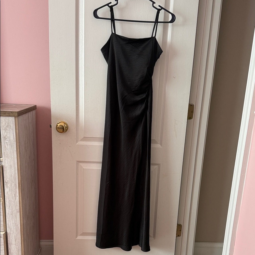 Black Satin Maxi Dress